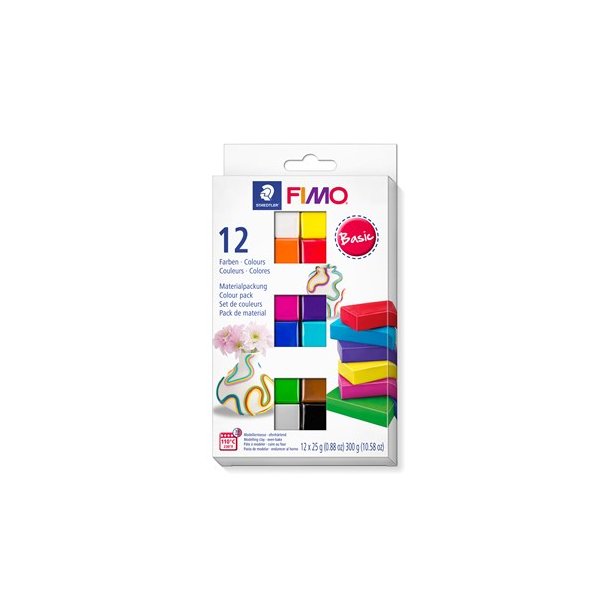 Staedtler FIMO modelleringsler Soft Basis 12x25g, 12 dele