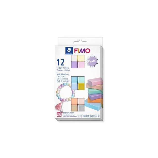 Staedtler FIMO modelleringsler Soft Pastel 12x25g, 12 dele