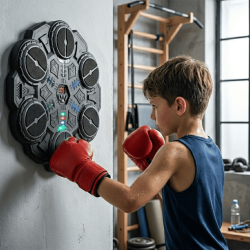 Smart Boxningstr�nare Pro med Bluetooth, LED-Ljus och 6 Slagytor � Gr�
