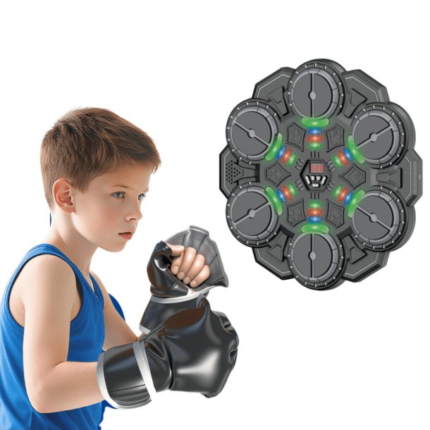 Smart Boxningstr�nare Pro med Bluetooth, LED-Ljus och 6 Slagytor � Gr�