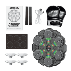 Smart Boxningstr�nare Pro med Bluetooth, LED-Ljus och 6 Slagytor � Gr�