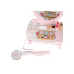 Sminkbord i tr� � fris�r- och makeupbord med spegel och 11 delar