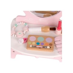 Sminkbord i tr� � fris�r- och makeupbord med spegel och 11 delar