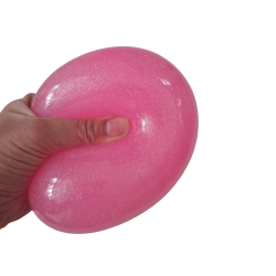 Squeeze Jumbo Glitterbold 11 cm � stor kl�m- og stressbold med glimmer
