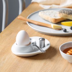 Steel-function, �ggkopp porslin med sked