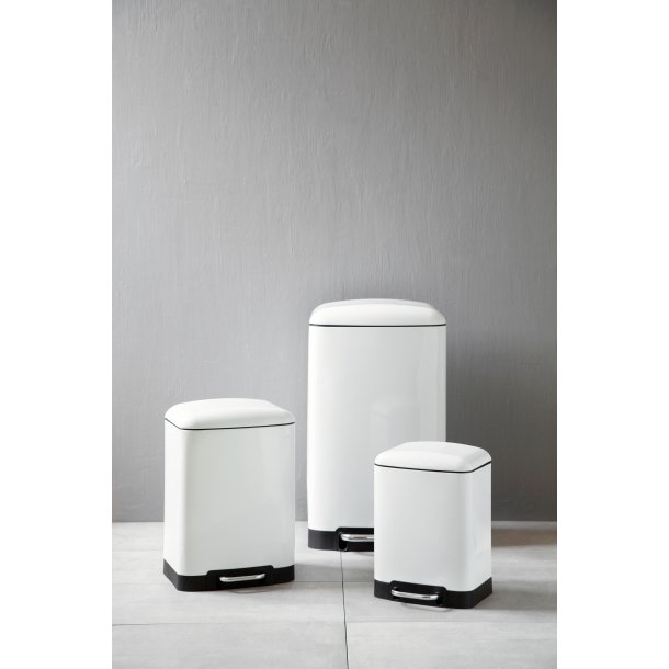 Steel-function, Fyrkantig vit soptunna 30 l