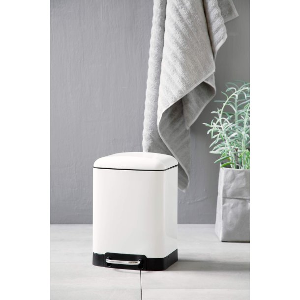 Steel-function, Fyrkantig vit soptunna 6 l