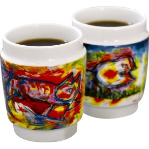 Steel-function, Kunstkopper happy dog porcel�n