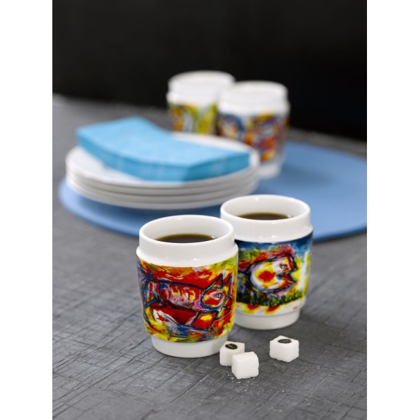 Steel-function, Konstkoppar happy dog porslin