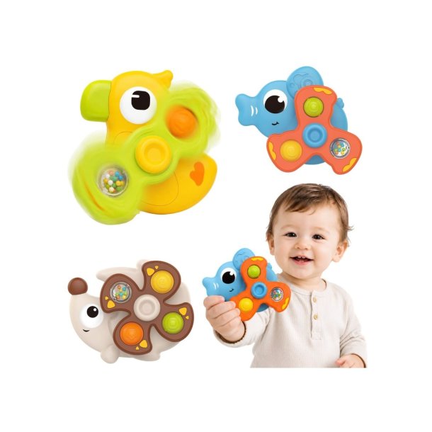 Spinnere med sugekop og dyr � 3 stk. sanseleget�j til baby