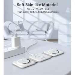 Choetech trdls magnetisk oplader 3-i-1, foldbar, hvid