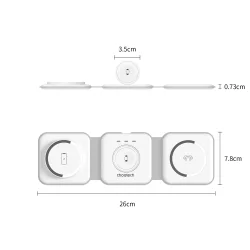Choetech trdls magnetisk oplader 3-i-1, foldbar, hvid