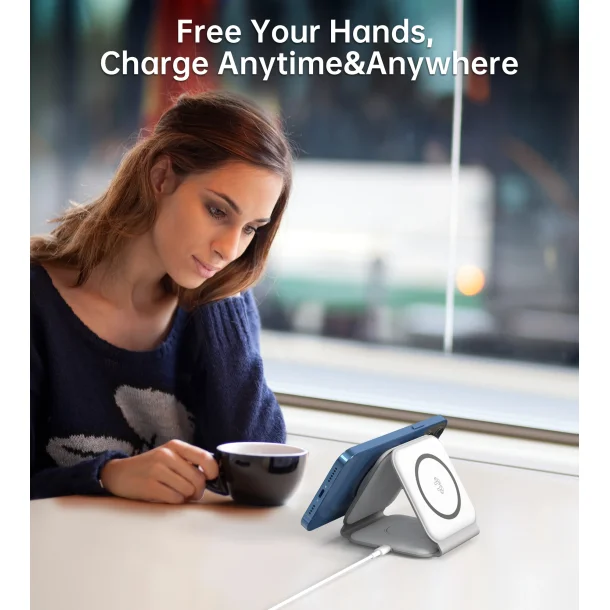 Choetech trdls magnetisk oplader 3-i-1, foldbar, hvid