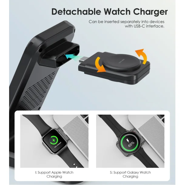 Choetech trdls oplader T608-F 4-i-1, sort