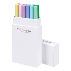 Tombow ABT Dual Brush 12P-2 Pastel, 12 stk, tusch med dobbeltspids