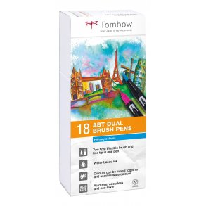 Tombow ABT Dual Brush 18P-1 Basic 1, 18 stk, tusch med dobbeltspids