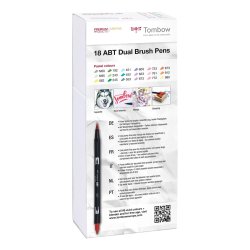 Tombow ABT Dual Brush 18P-5 Pastel, 18 stk, tusch med dobbeltspids
