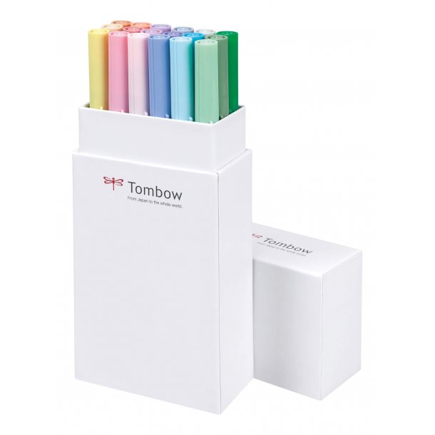 Tombow ABT Dual Brush 18P-5 Pastel, 18 stk, tusch med dobbeltspids