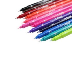 Tombow TwinTone, Tusch med Dobbletspids, 12 stk, Brights