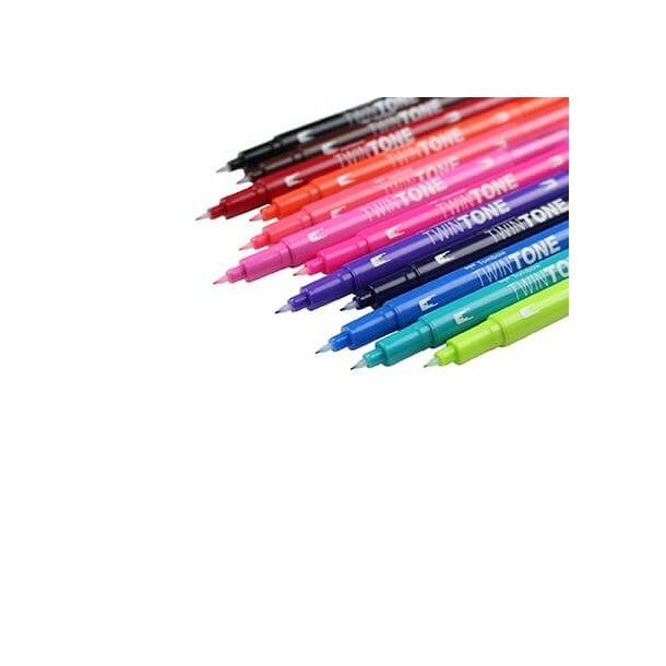 Tombow TwinTone, Tusch med Dobbletspids, 12 stk, Brights
