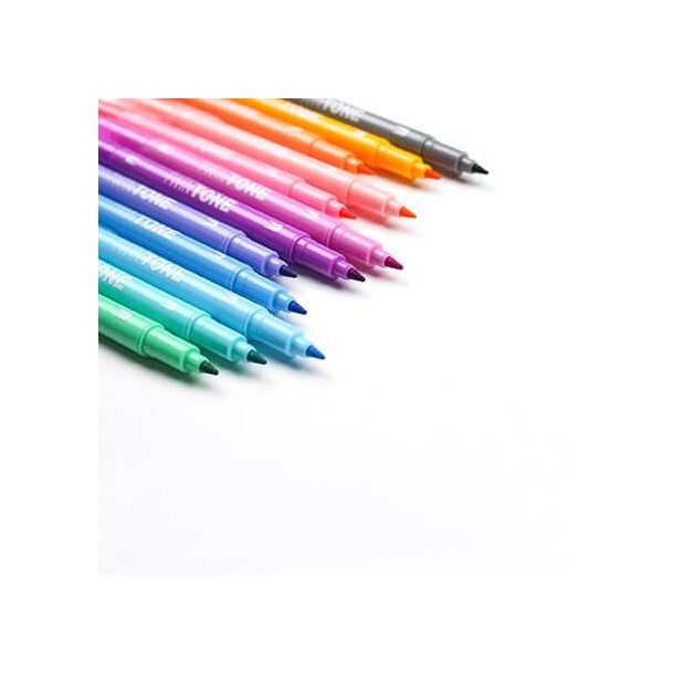 Tombow TwinTone Tusch med Dobbeltspids, 12 stk, Pastel