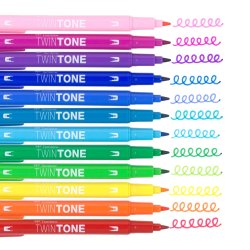 Tombow TwinTone Tusch med Dobbeltspids, 12 stk, Regnbue