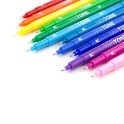 Tombow TwinTone Tusch med Dobbeltspids, 12 stk, Regnbue