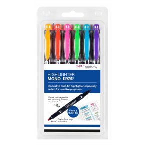Tombow Overstregningspen MONO Edge St, ass. farver, 6 stk, dobbeltspids