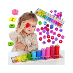 T�lle- og farvepuslespil i tr� � Montessori l�ring med 56 dele