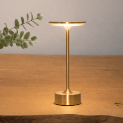 Touch bordlampe i messing � flad top med LED lys