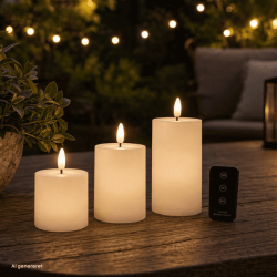 LED blockljus - utomhus, vit, 3-pack, inkl.fj�rrkontroll