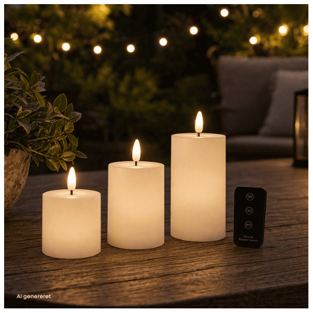 LED blockljus - utomhus, vit, 3-pack, inkl.fj�rrkontroll