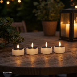 LED fyrfadslys m. solcellefunktion, 4 stk