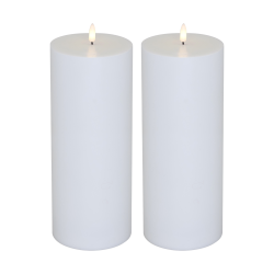 LED bloklys - udendrs, 25 cm, hvid, 2 stk inkl. fjernbetjening