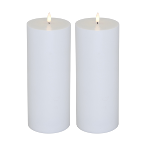 LED bloklys - udendrs, 25 cm, hvid, 2 stk inkl. fjernbetjening