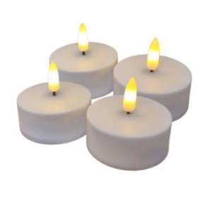 LED fyrfadslys / lampelys (store), hvid, 4 stk i plast