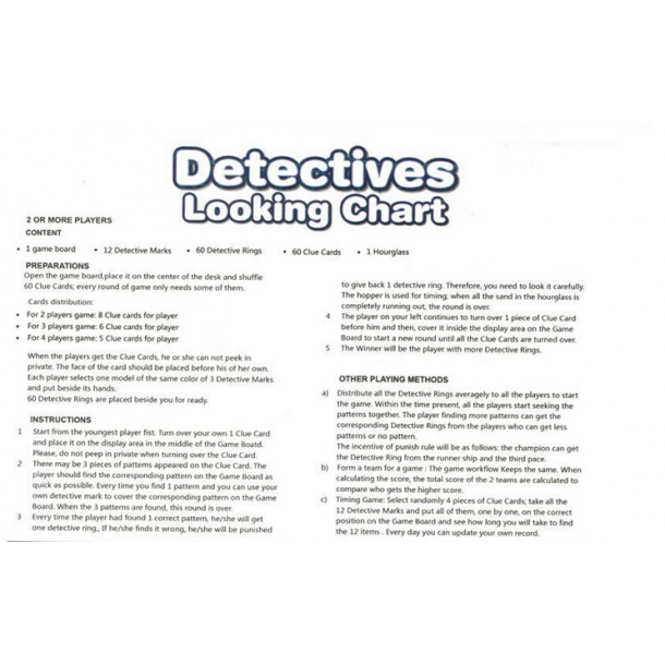 Detectives Looking Chart, brtspil