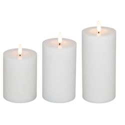 LED bloklys, hvid, 3 pak inkl. fjernbetjening