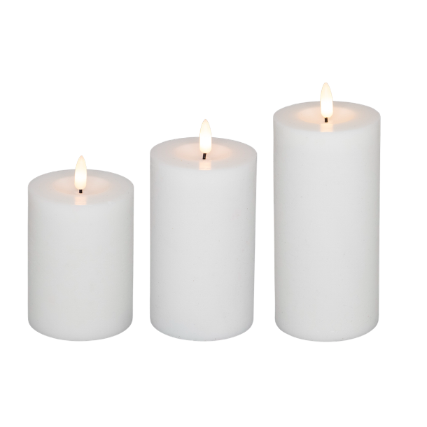 LED bloklys, hvid, 3 pak inkl. fjernbetjening