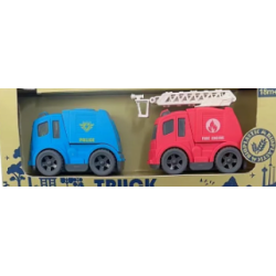 Free Wheel Legetjs udrykningskretjer, 2 stk ass. (bioplast)