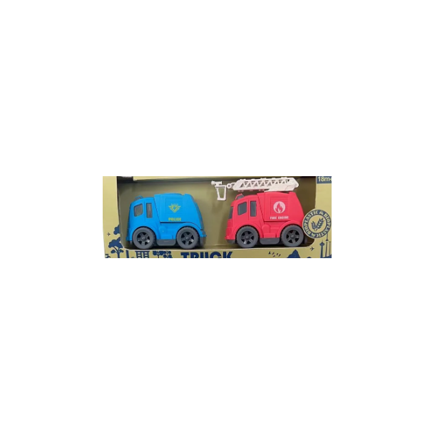 Free Wheel Legetjs udrykningskretjer, 2 stk ass. (bioplast)