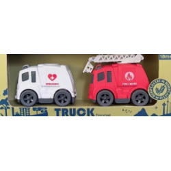 Free Wheel Legetjs udrykningskretjer, 2 stk ass. (bioplast)