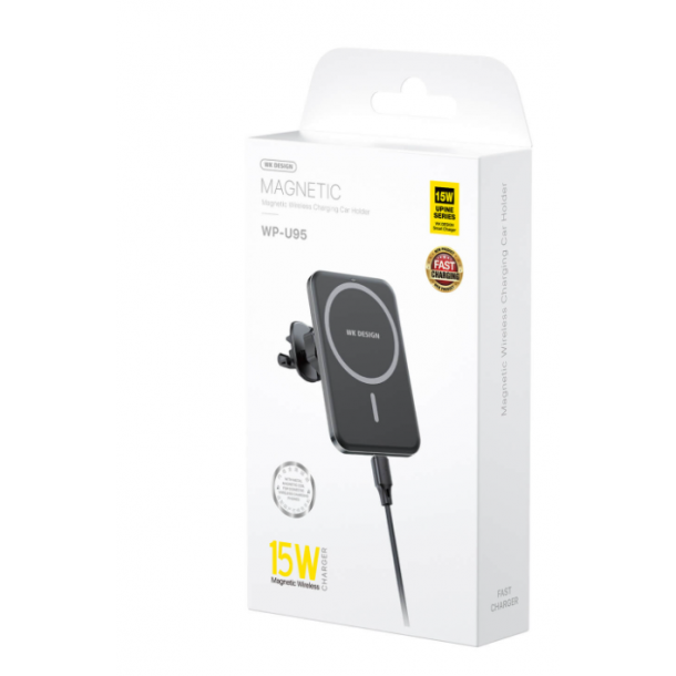 Magnetisk trdls biloplader / holder, 15W, hvid