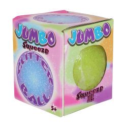 Squeeze Jumbo Glitterbold 11 cm � stor kl�m- og stressbold med glimmer