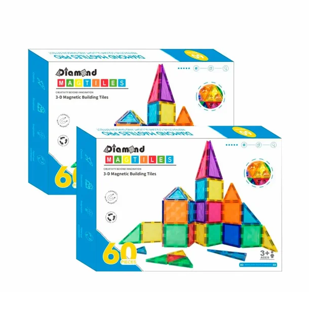 Magnetic Tiles byggesæt - Sampak,  2 x 60 dele