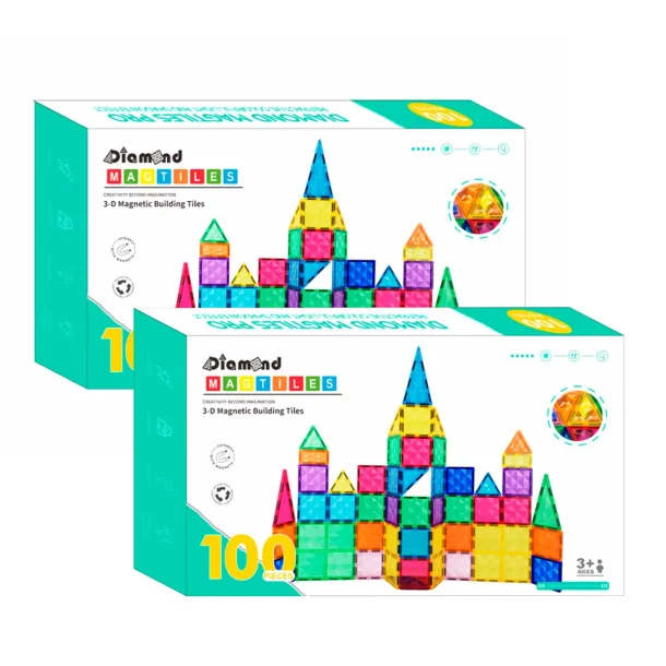 Magnetic Tiles byggesæt - Sampak, 2 x 100 dele
