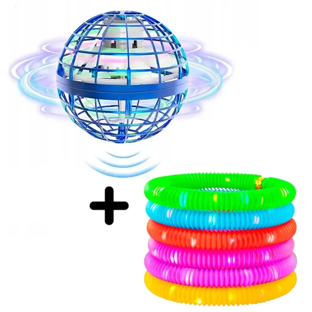 Flying Spinner Ball, bl + 8 x Pop Flash Tubes