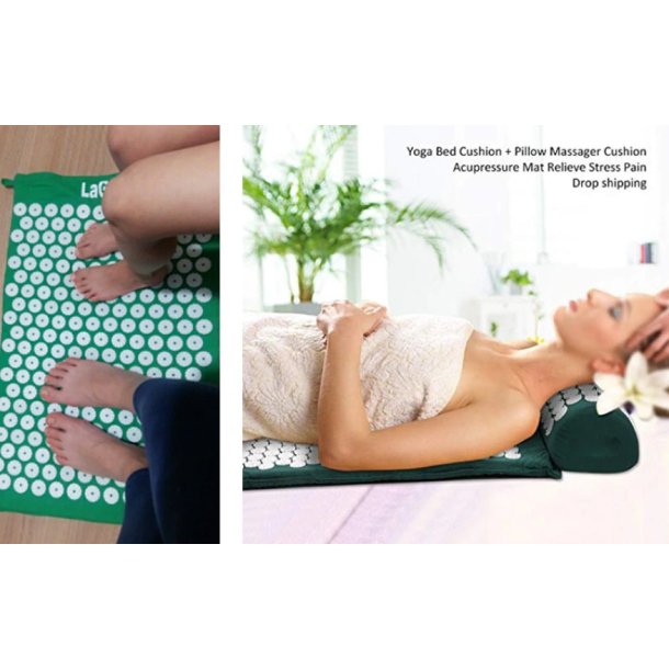 Akupressursæt m. fakir/pigmåtte og nakkepude