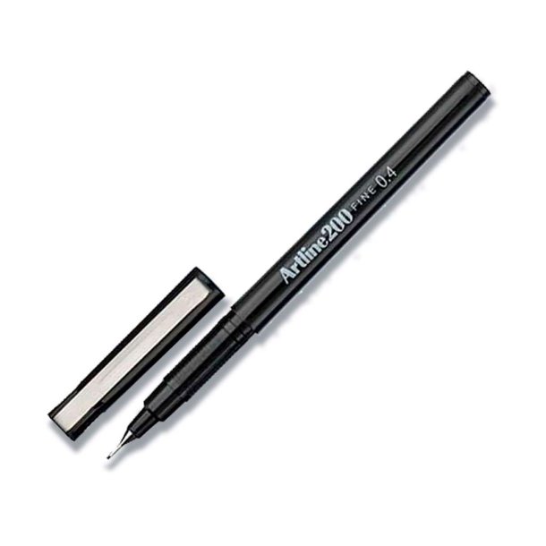 Artline Fineliner 200 Fine 0.4 Sort, 12 stk