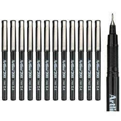 Artline Fineliner 200 Fine 0.4 Sort, 12 stk
